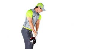 PGA Pro Rory McIlroy shows the wrist cock in golf swing as he pushes the club away