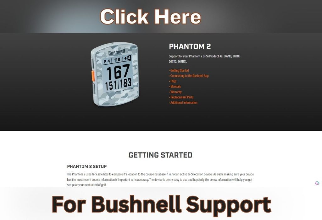 Bushnell Phantom 2 GPS Review: The Golfer's Ultimate Companion? 2 Bushnell Phantom 2 GPS Support Page from the website